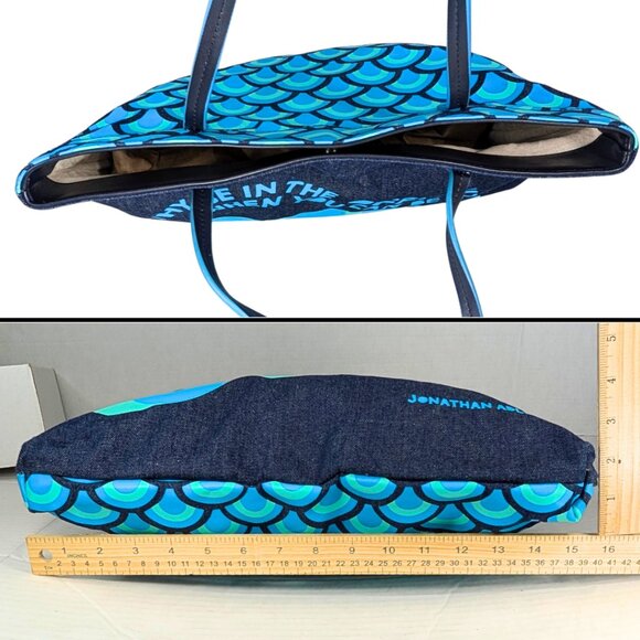 Jonathan Adler NWT Denim Caribbean Why Be In The Office Ocean Printed Tote Bag - Picture 5 of 10